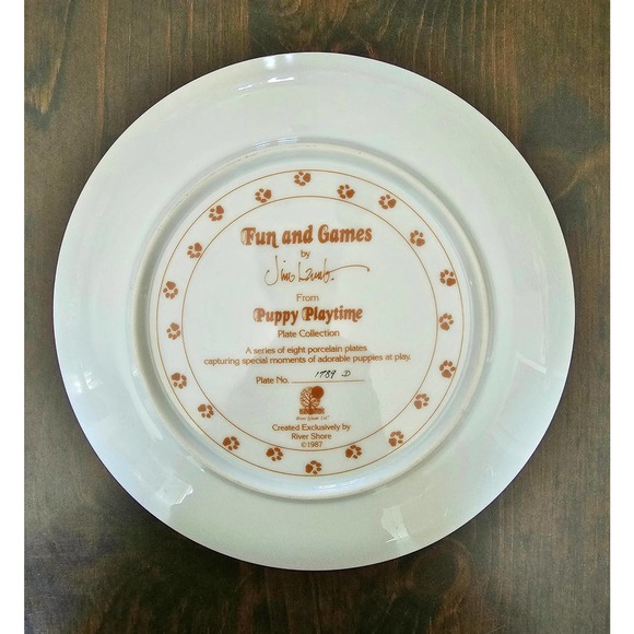 VINTAGE Puppy Playtime PLATE Raggedy Ann Retired River Shore Cottagecore - Picture 2 of 2